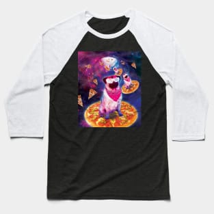 Pug On Space Pizza T-Shirt Baseball T-Shirt